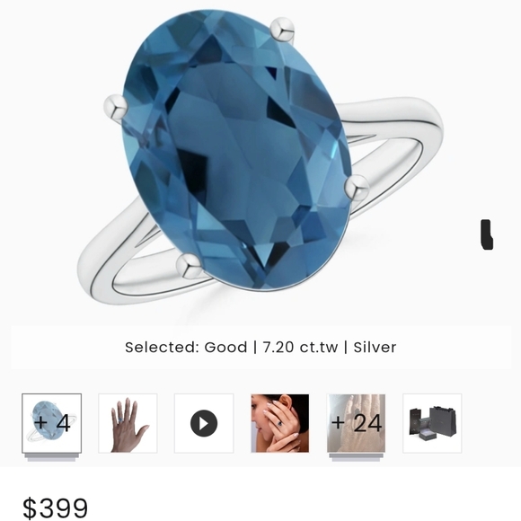 Genuine London Blue Topaz & White Topaz Ring in Rhodium/ Sterling Silver Sz 8! - Picture 11 of 16